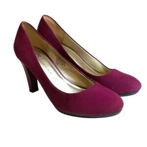 Anne Klein iFlex Burgundy Suede Round Toe Pumps Heels 6.5M
